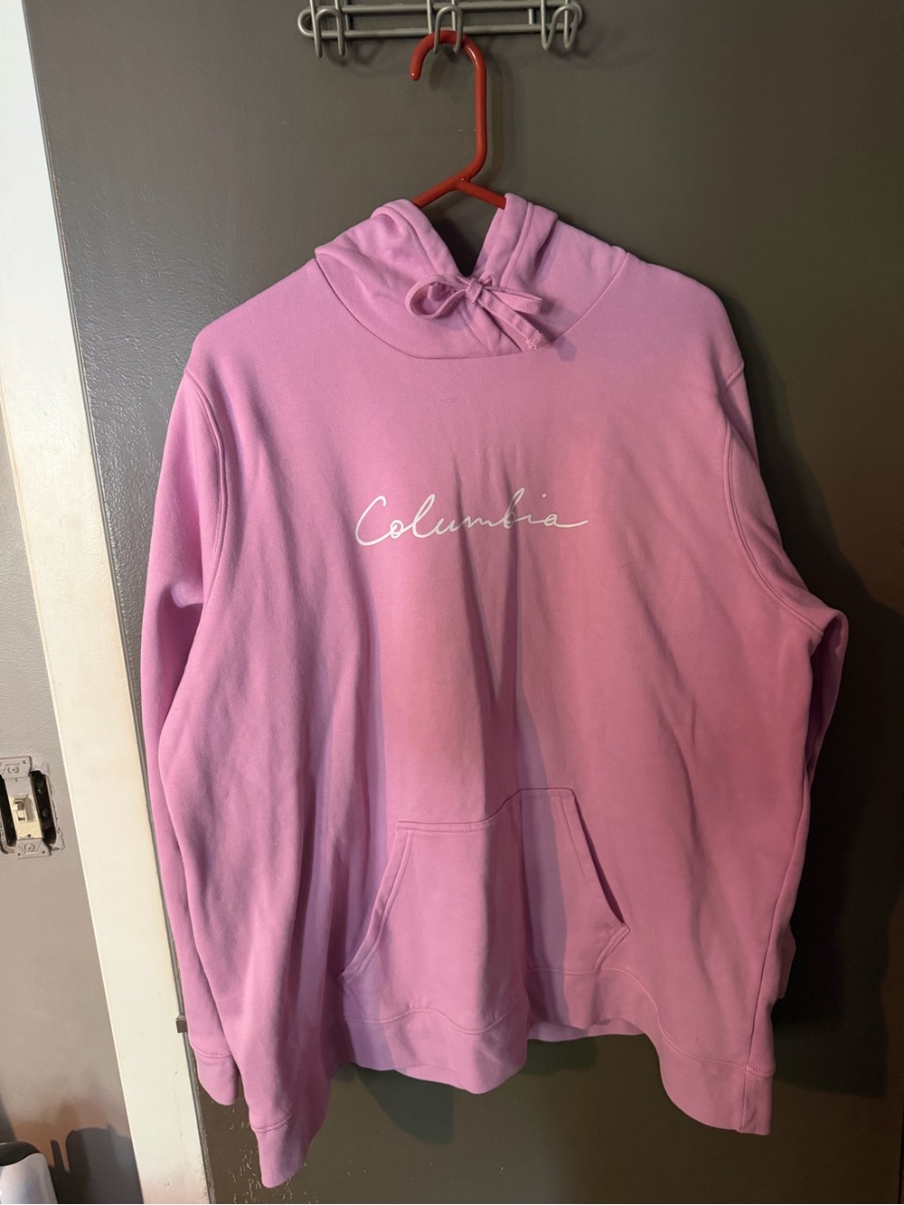Columbia Pink Script Logo Pullover Hoodie